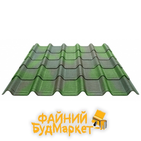 Ондувилла Еврошифер лист 106х40см, зеленый 3D